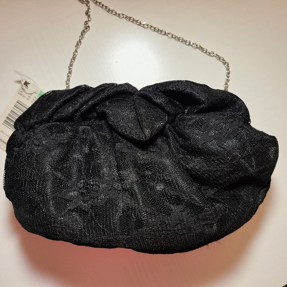 Lace small 80's style handbag/clutch with chained handle NWT